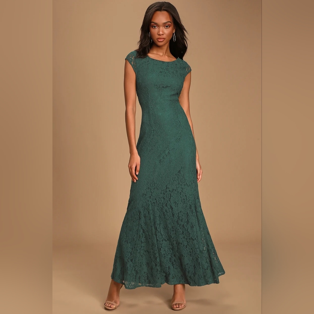 Lulu's green lace maxi dress